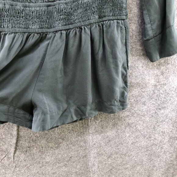 BCBGeneration Long Sleeve Romper Womens S Olive Green Rayon Utility - Picture 8 of 12